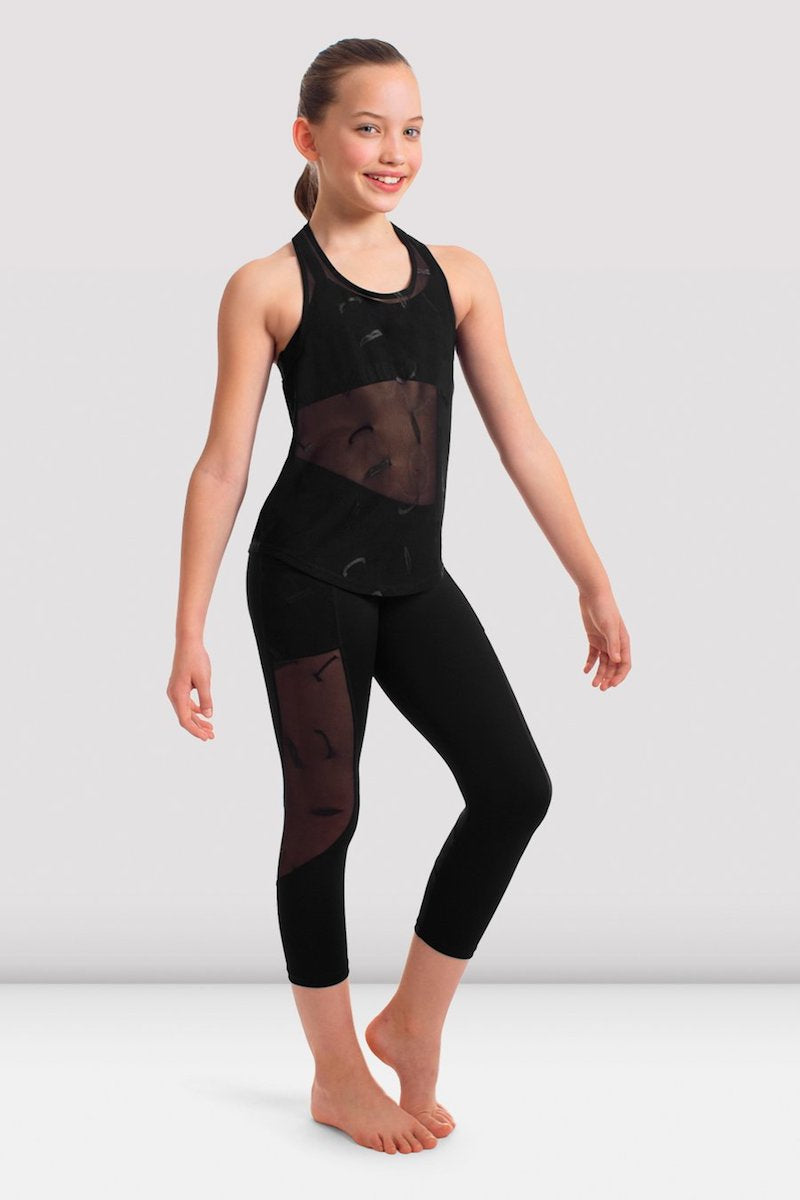 Bloch Girls Samira Bloch Logo Mesh Panelled Leggings FP5265C Footloose Dance Wear