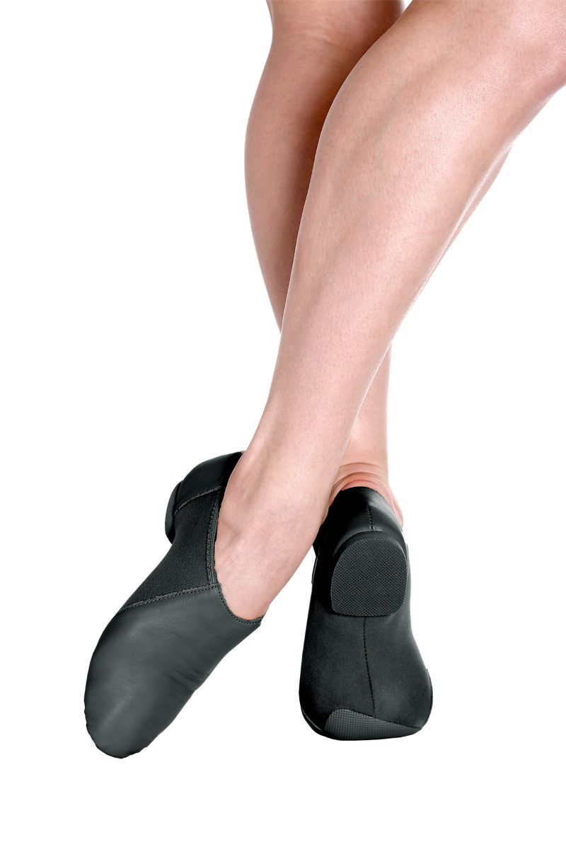 SoDanca Leather Jazz Shoes with Neoprene Insert Under Arch (Black) - JZ43L