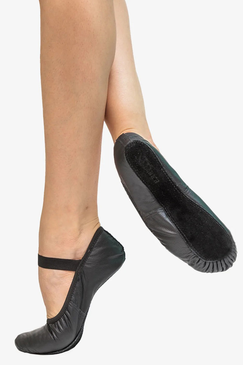 SoDanca Brittany Premium Leather Full Sole Adult Ballet Slipper (Black) - SD69L