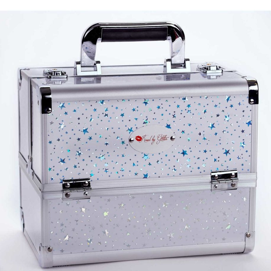 Kissed by Glitter White/Silver Stars Makeup Case - DS1004
