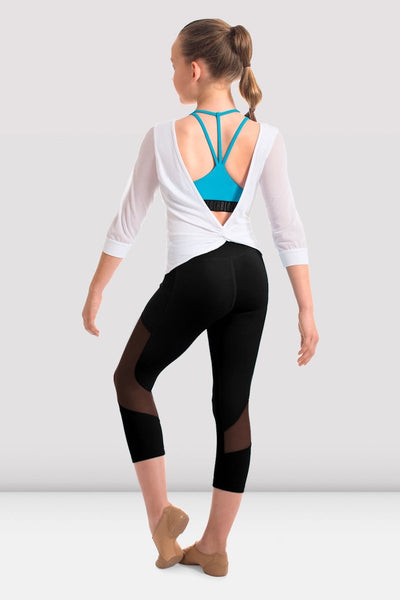 Bloch Girls Jamei Mesh Panelled 3/4 Sleeve Top - FT5072C