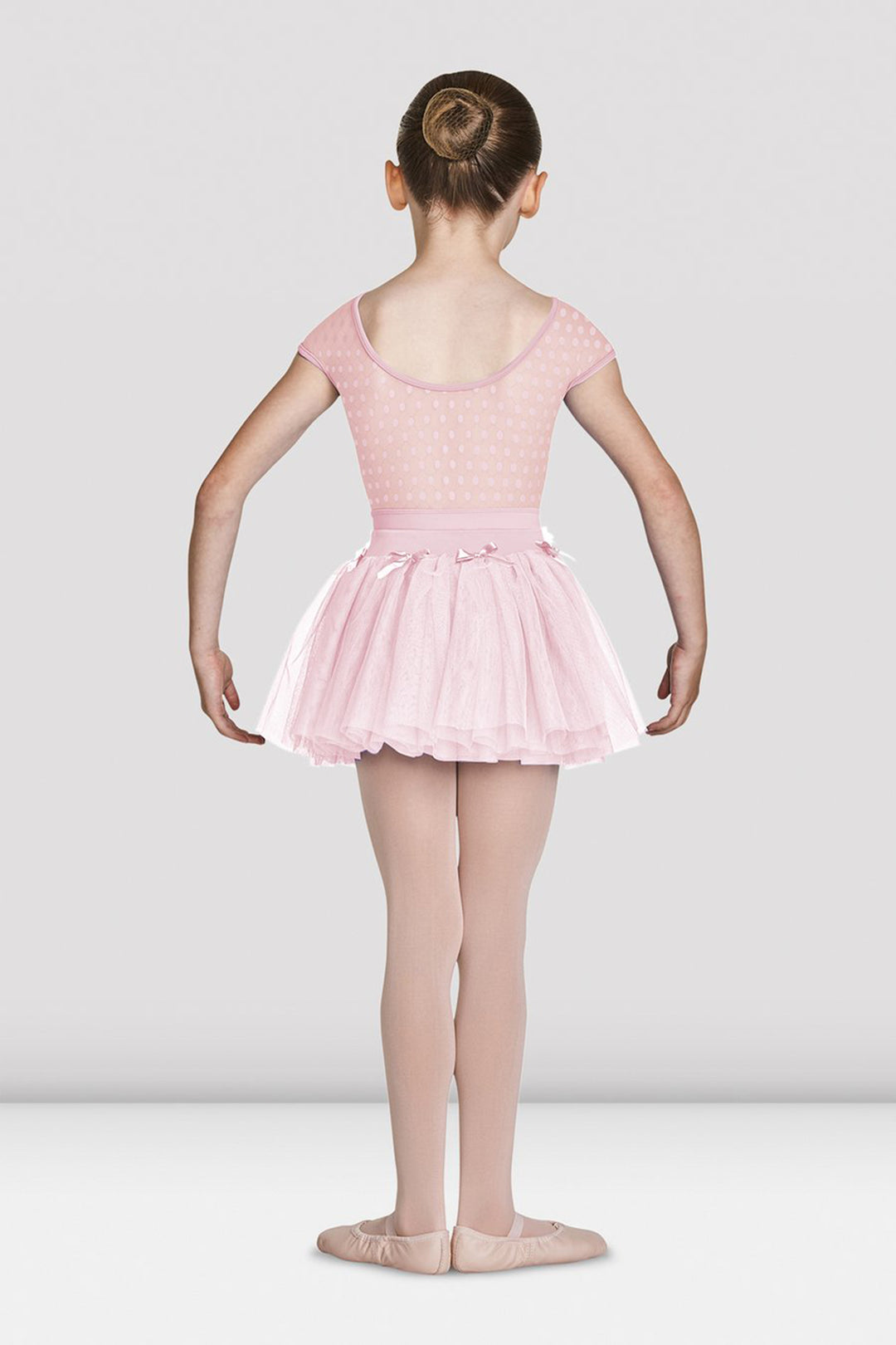 Mirella Diamante Detail Bow Neckline Cap Sleeve Girls Leotard - M1533C