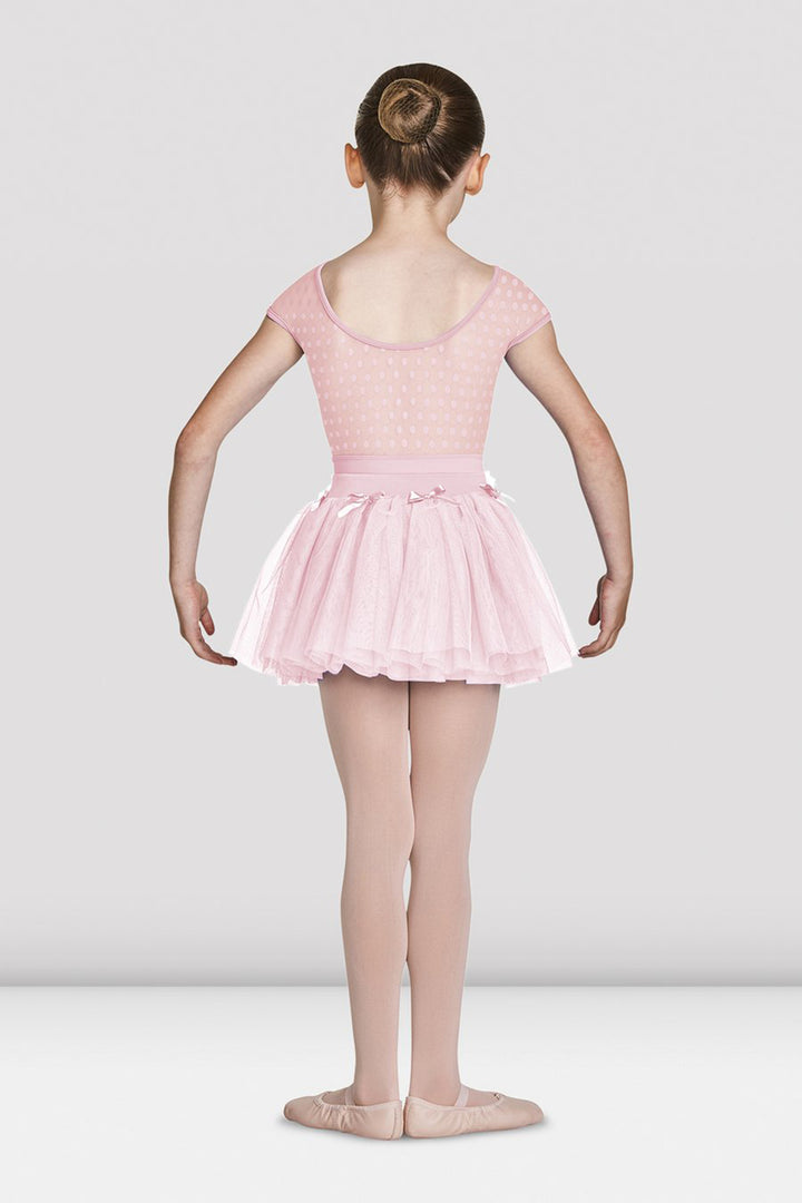 Mirella Diamante Detail Bow Neckline Cap Sleeve Girls Leotard - M1533C