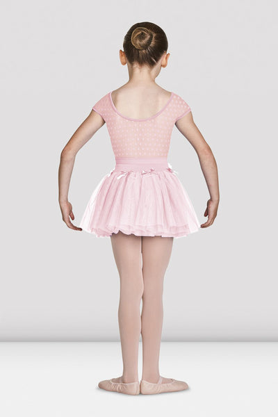 Mirella Diamante Detail Bow Neckline Cap Sleeve Girls Leotard - M1533C