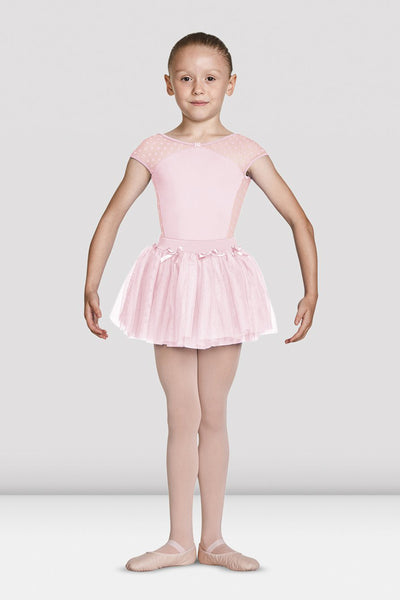 Mirella Diamante Detail Bow Neckline Cap Sleeve Girls Leotard - M1533C