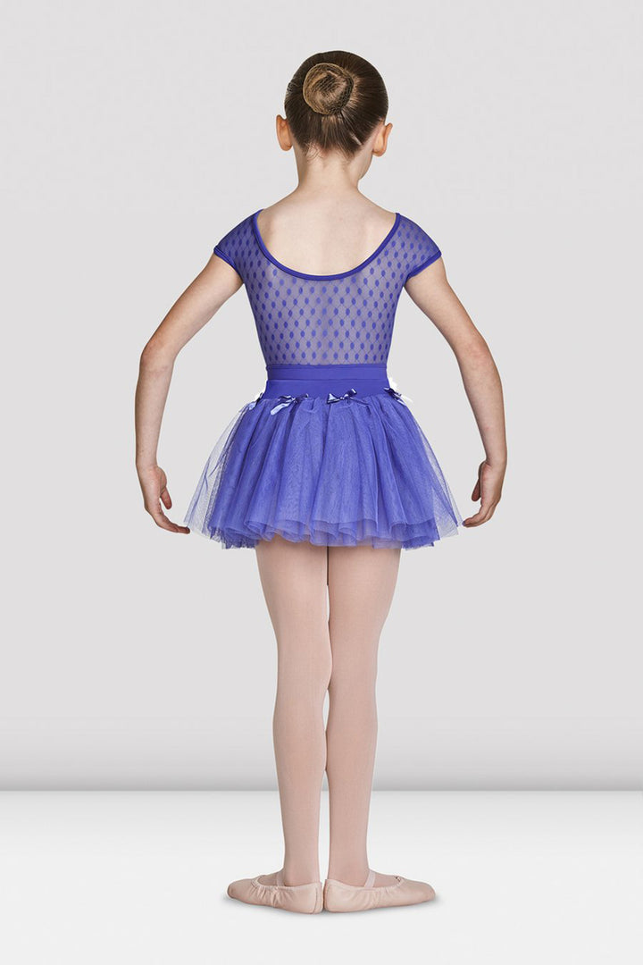 Mirella Diamante Detail Bow Neckline Cap Sleeve Girls Leotard - M1533C
