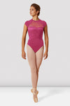 Mirella High Neckline Lace Open Back Cap Sleeve Adult Leotard - M5083L