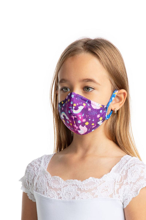 SoDanca Child Fitted Print Face Mask with Ear Loops - L2177/ Rainbow & Ice Cream
