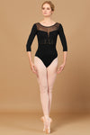 Bloch Jillian Embroidered Waist 3/4 Sleeve Adult Leotard -  L5516