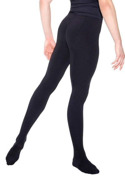 SoDanca Men's Opaque Footed Black Tights - D494