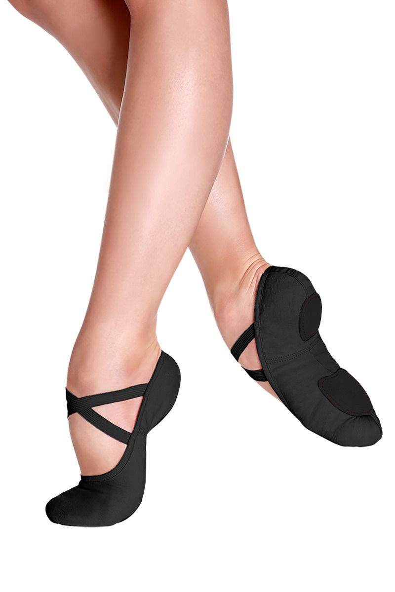 SoDanca Adult Stretch Canvas Split Sole Ballet Slipper - SD16 Black